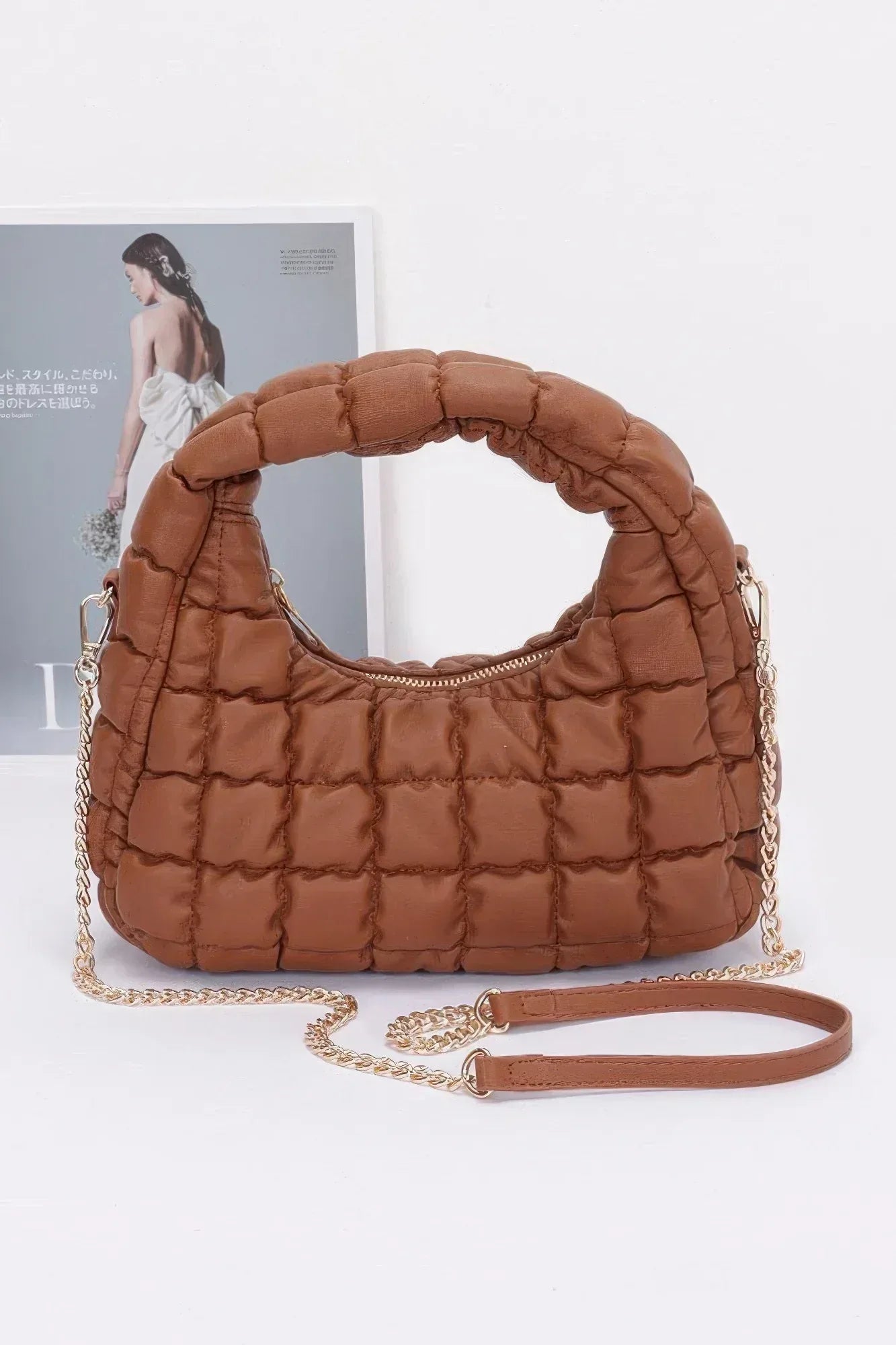 Quilted Faux Leather Padded Hobo Bag | Mixtshop LLC