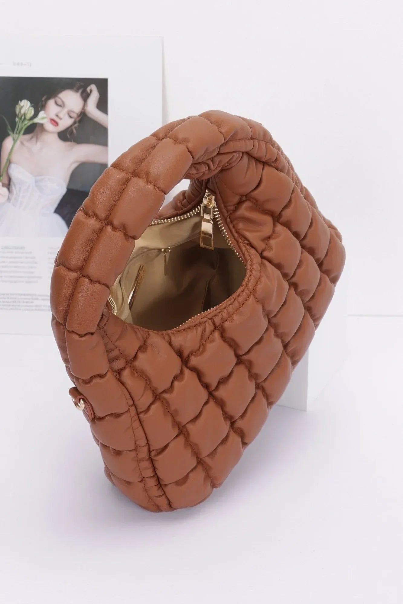 Quilted Faux Leather Padded Hobo Bag | Mixtshop LLC