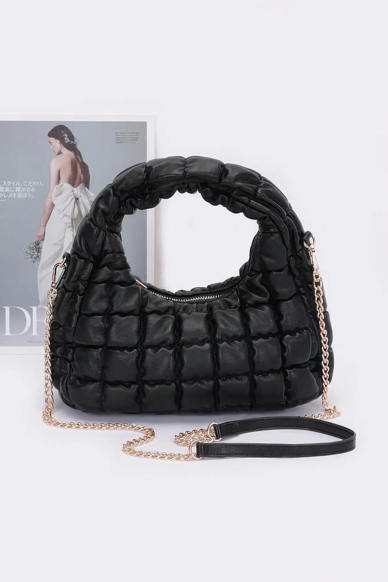 Quilted Faux Leather Padded Hobo Bag | Mixtshop LLC