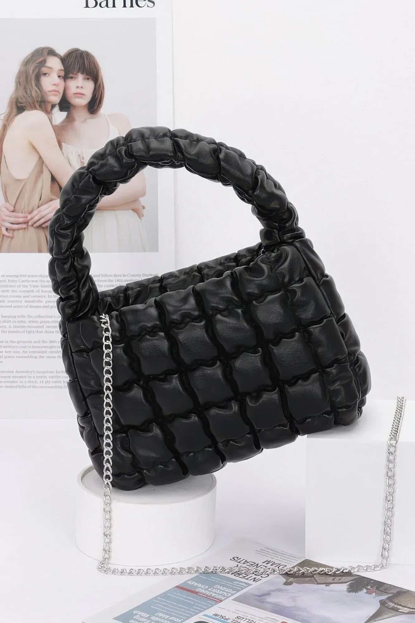 Quilted Faux Leather Padded Handle Bag | Mixtshop LLC