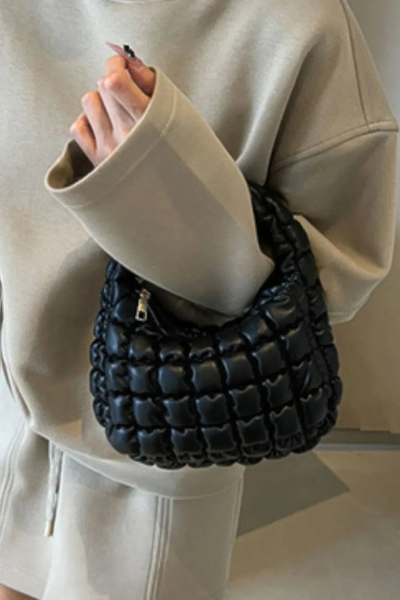 Quilted Faux Leather Padded Handle Bag | Mixtshop LLC