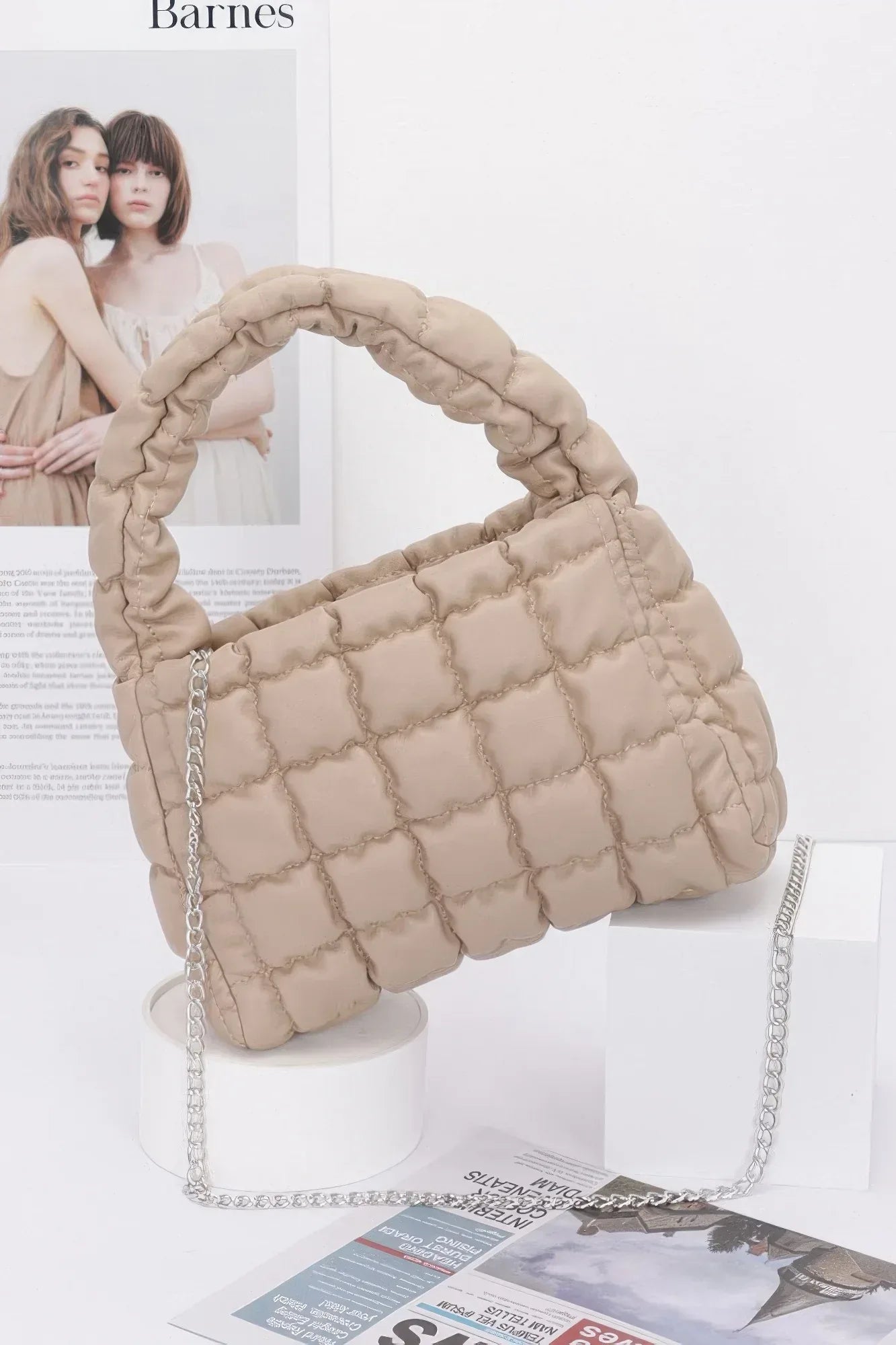 Quilted Faux Leather Padded Handle Bag | Mixtshop LLC