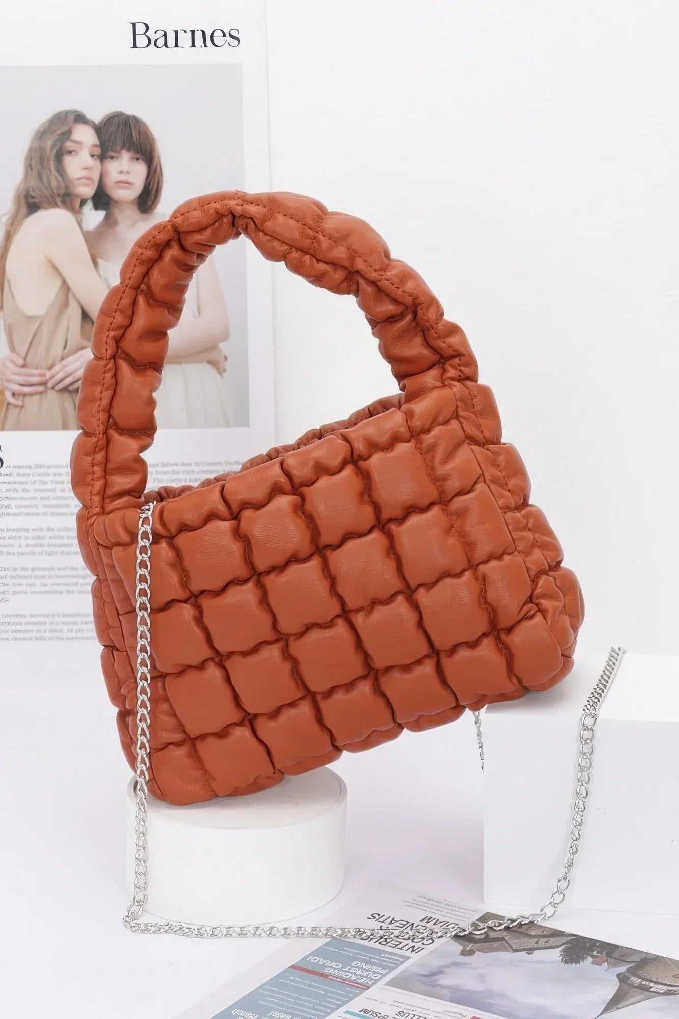 Quilted Faux Leather Padded Handle Bag | Mixtshop LLC