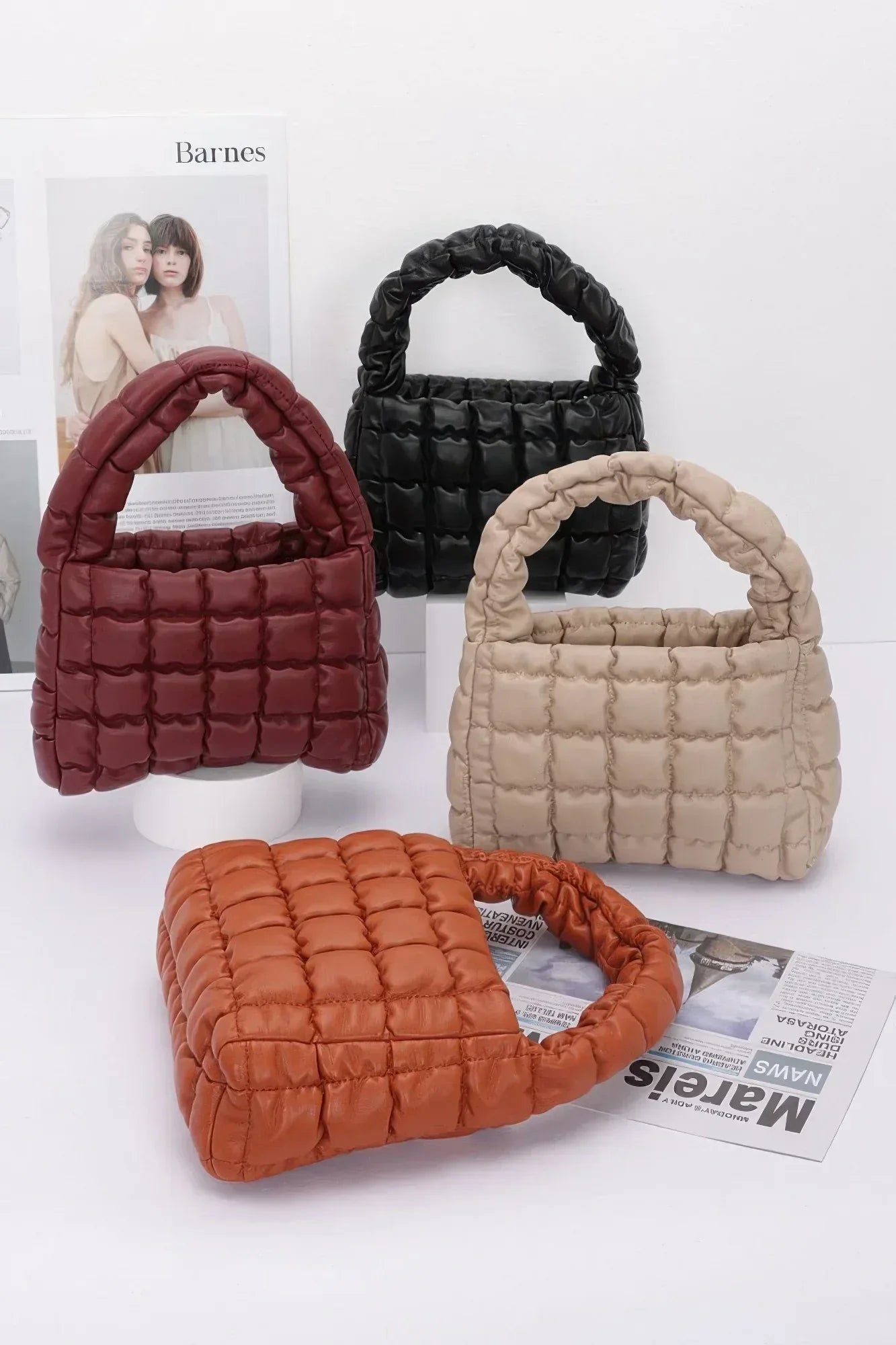 Quilted Faux Leather Padded Handle Bag | Mixtshop LLC