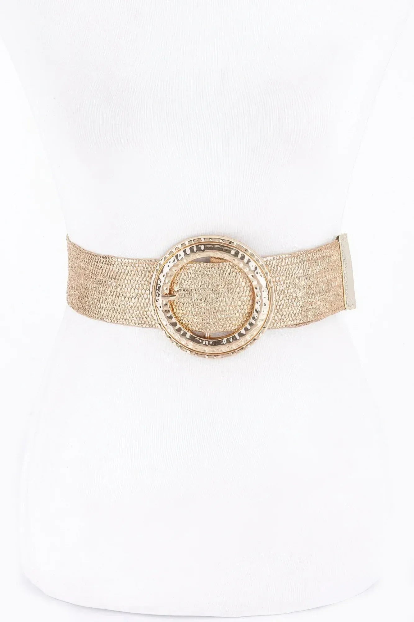 Hammeredmetal Buckle Metallic Stretch Plussizebelt | Mixtshop LLC Main image