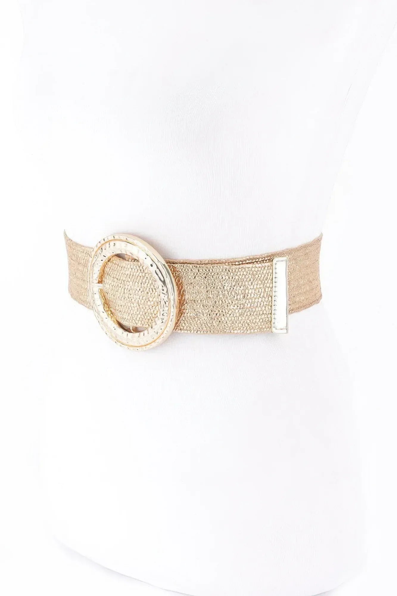 Hammeredmetal Buckle Metallic Stretch Plussizebelt Secondary image