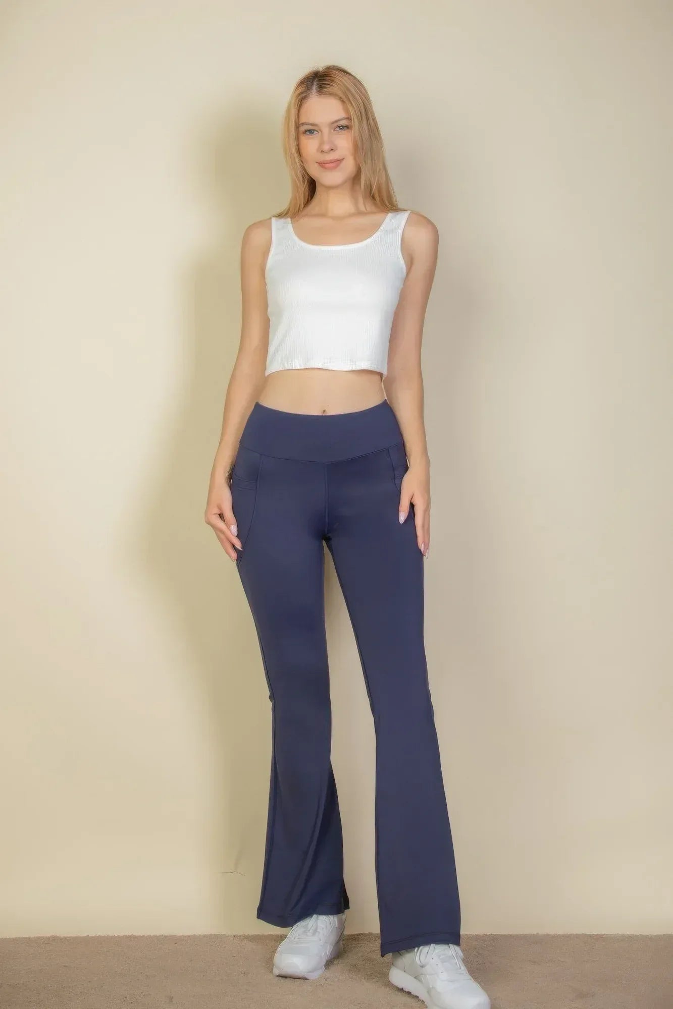 High Waist Side Pocket Flare Leggings | Mixtshop LLC