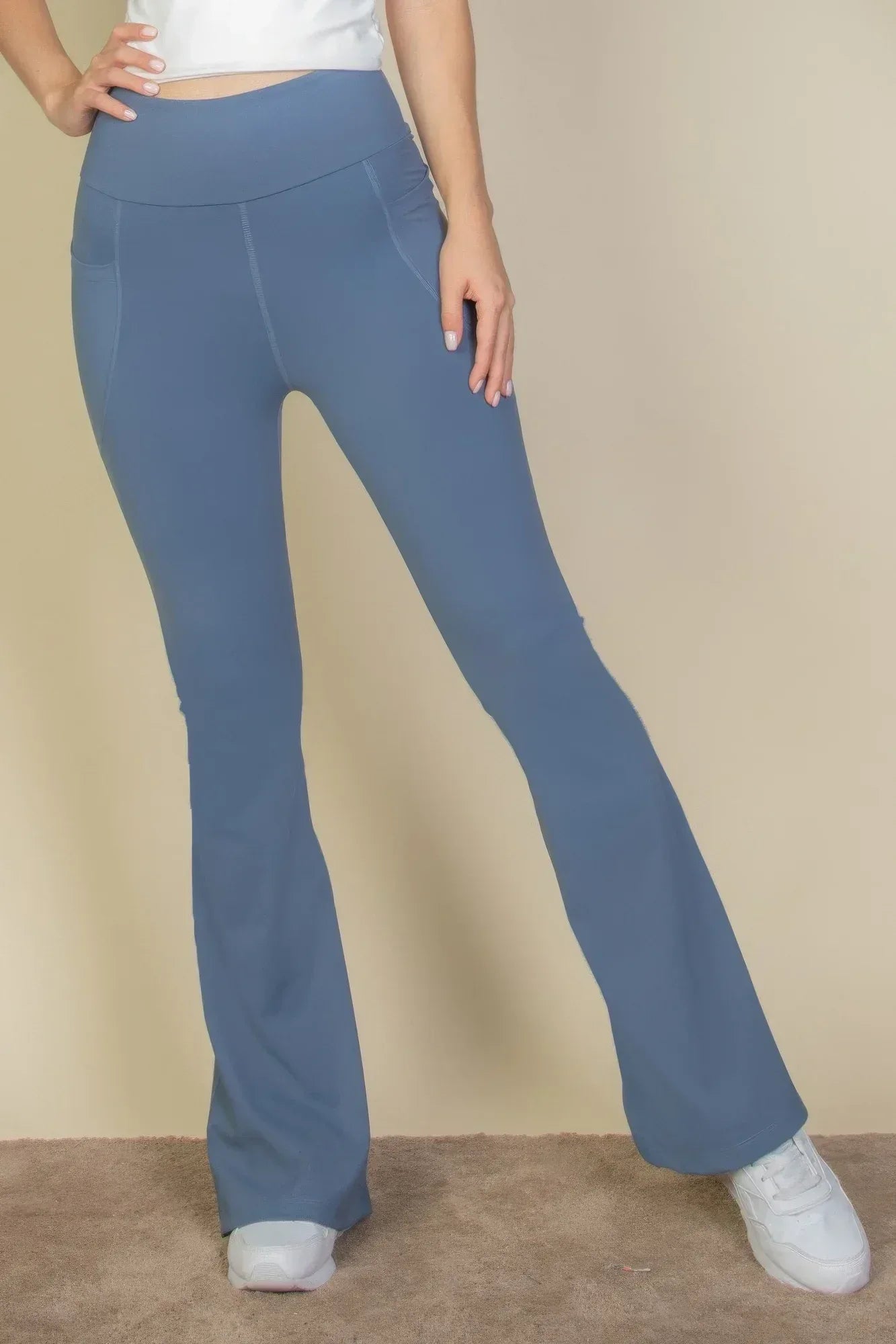 High Waist Side Pocket Flare Leggings | Mixtshop LLC