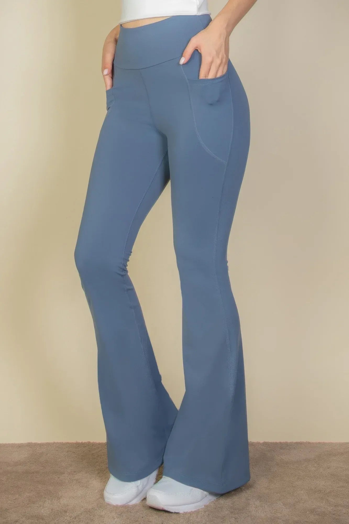 High Waist Side Pocket Flare Leggings | Mixtshop LLC