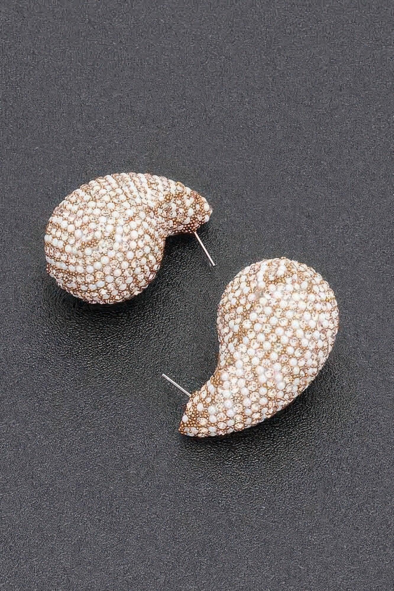 Rhinestone Faux Pearl Metal Earring Secondary image