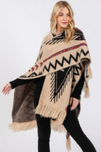 Fuzzy Aztec Pattern Tassel Knit Ruana | Mixtshop LLC
