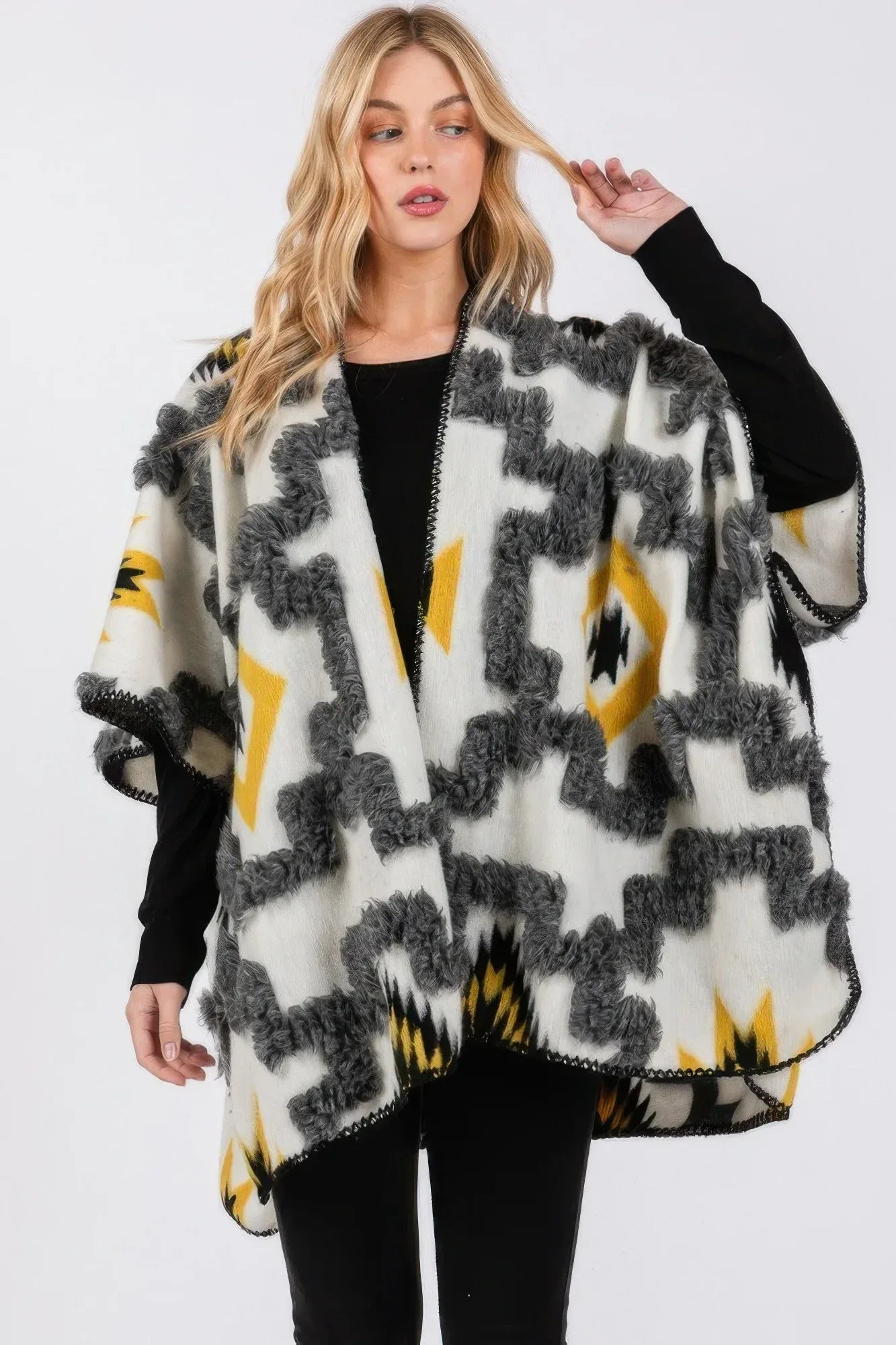 Fuzzy Aztec Pattern Kimono | Mixtshop LLC