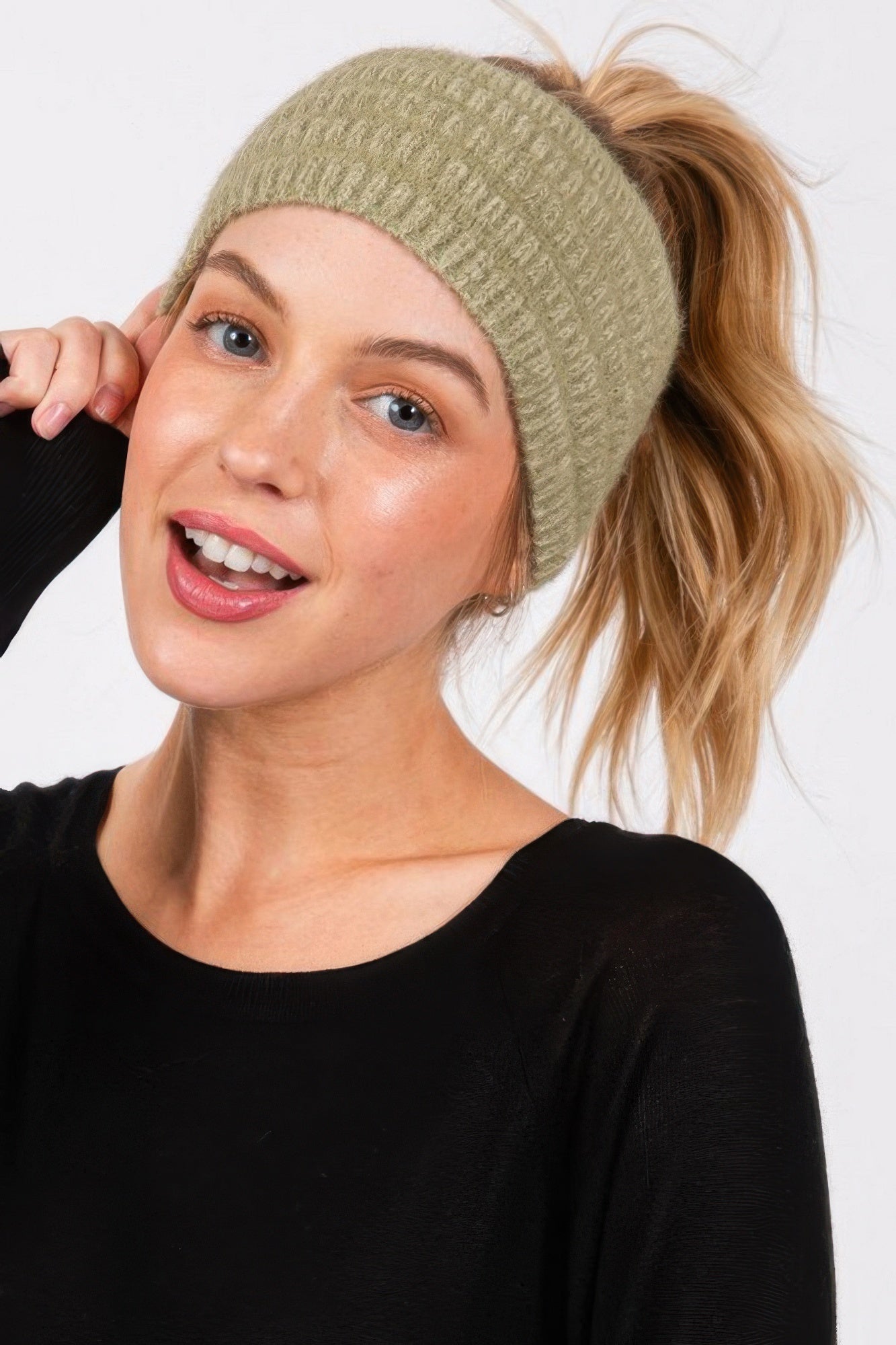 Fuzzy Cable Knit Headband Secondary image