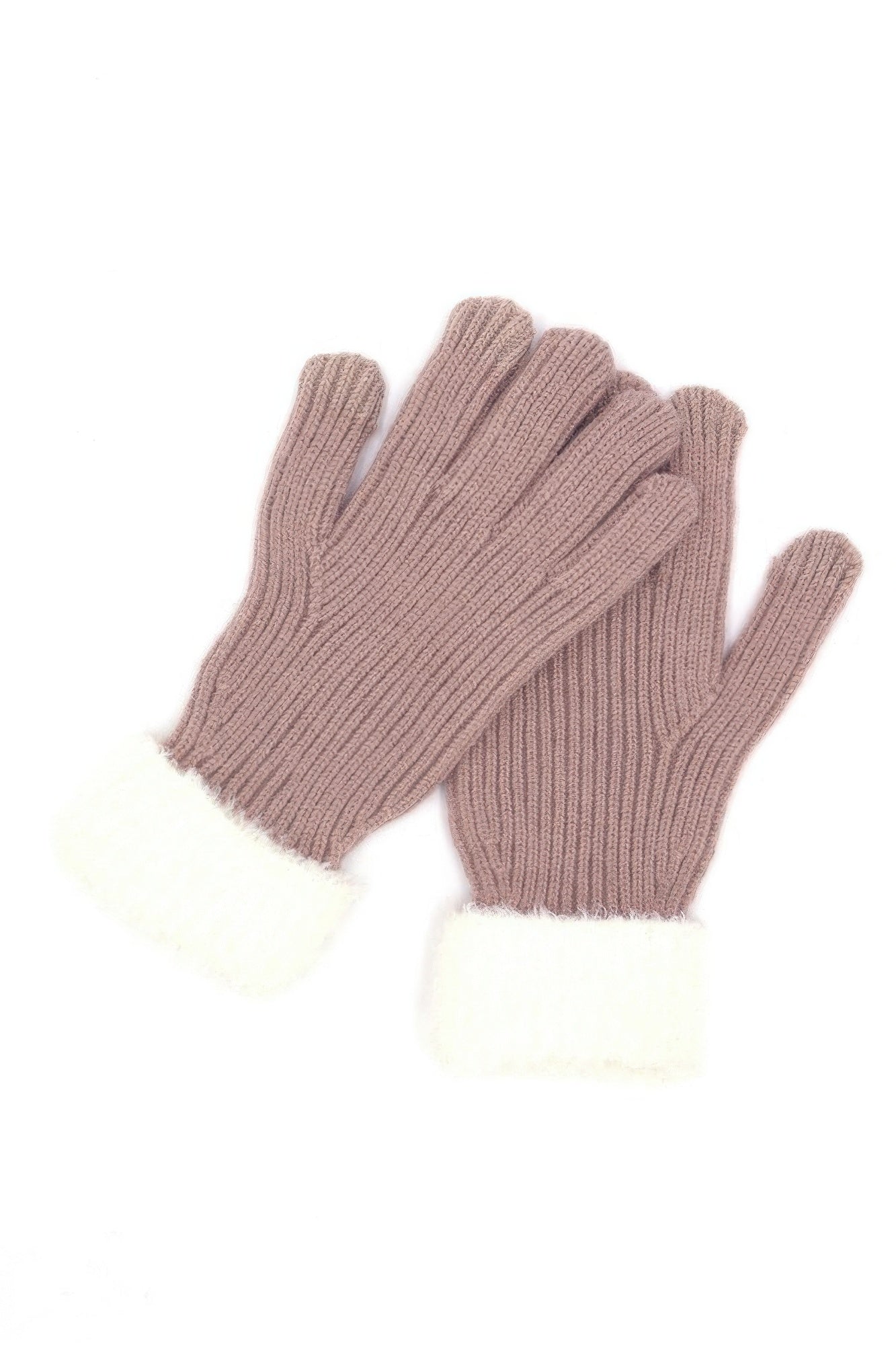Faux Fur Cuff Smart Touch Knit Gloves Secondary image