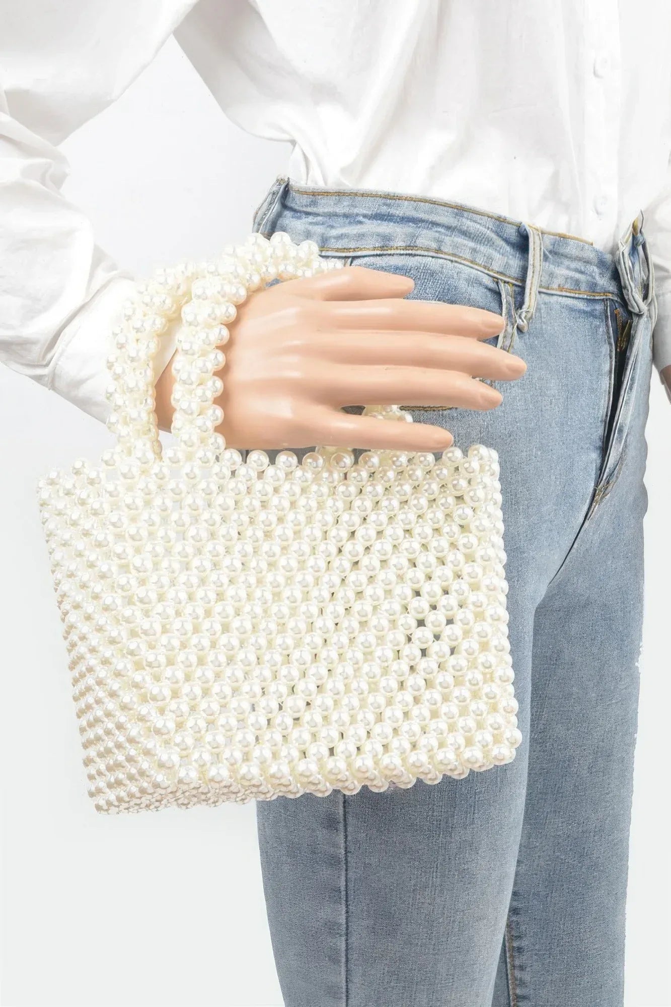 Hand Made Faux Pearl Bead Small Tote Bag | Mixtshop LLC