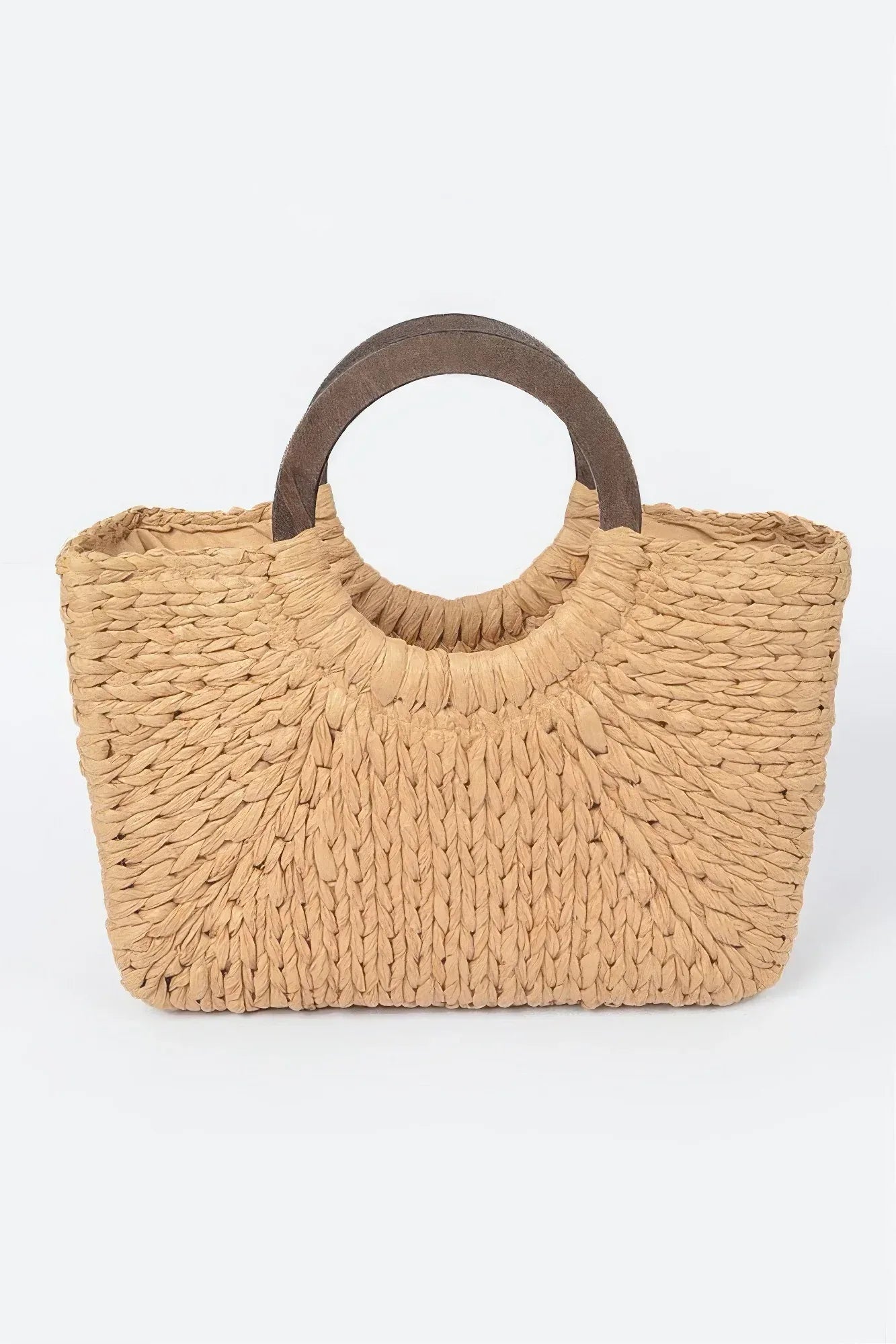 Round Handle Straw Tote Bag | Mixtshop LLC Main image