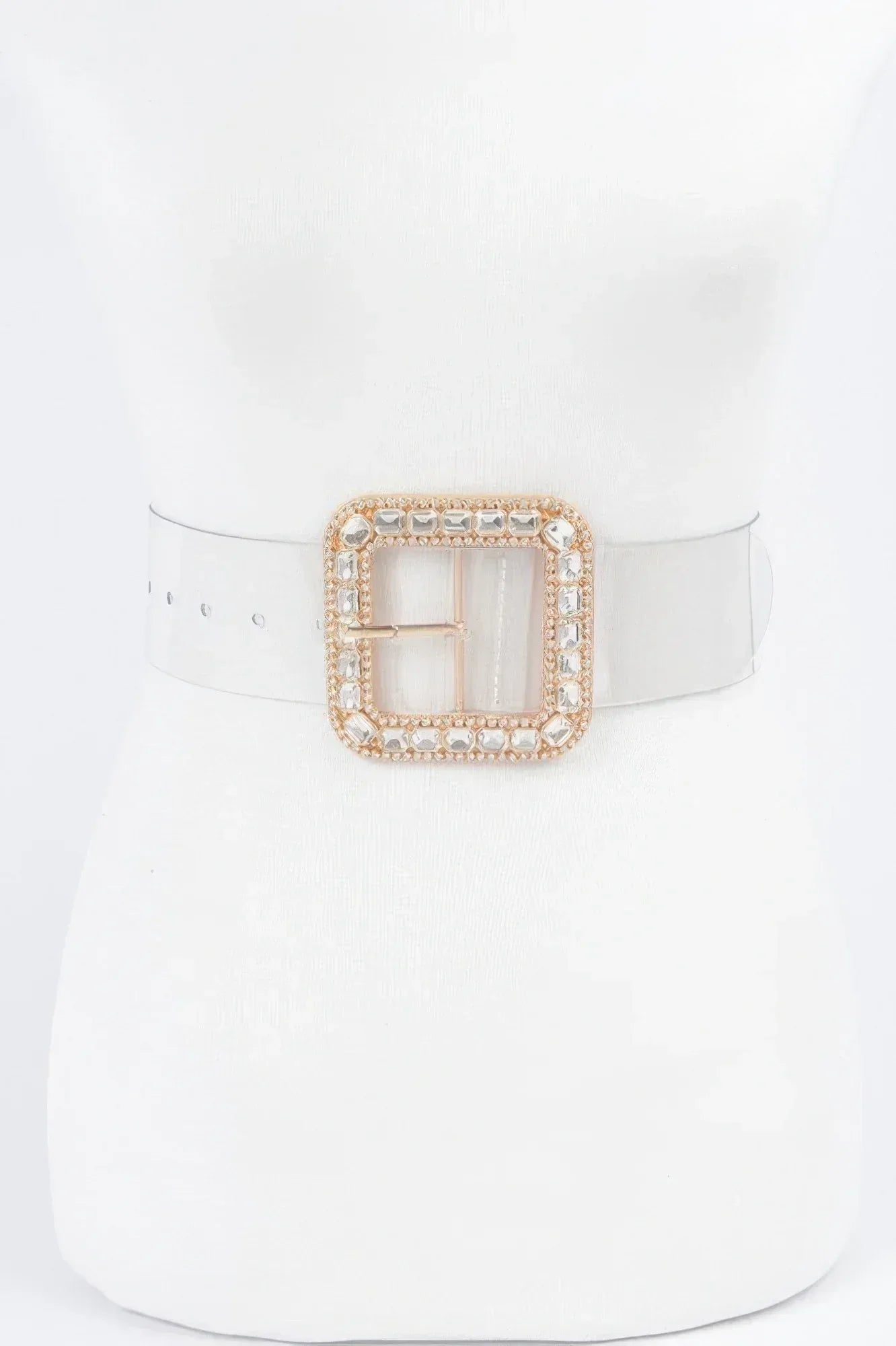 Stone Metal Buckle Clear Plus Size Belt | Mixtshop LLC Main image