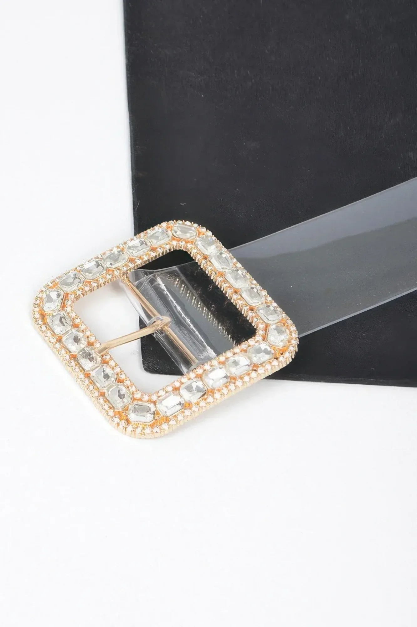 Stone Metal Buckle Clear Plus Size Belt | Mixtshop LLC