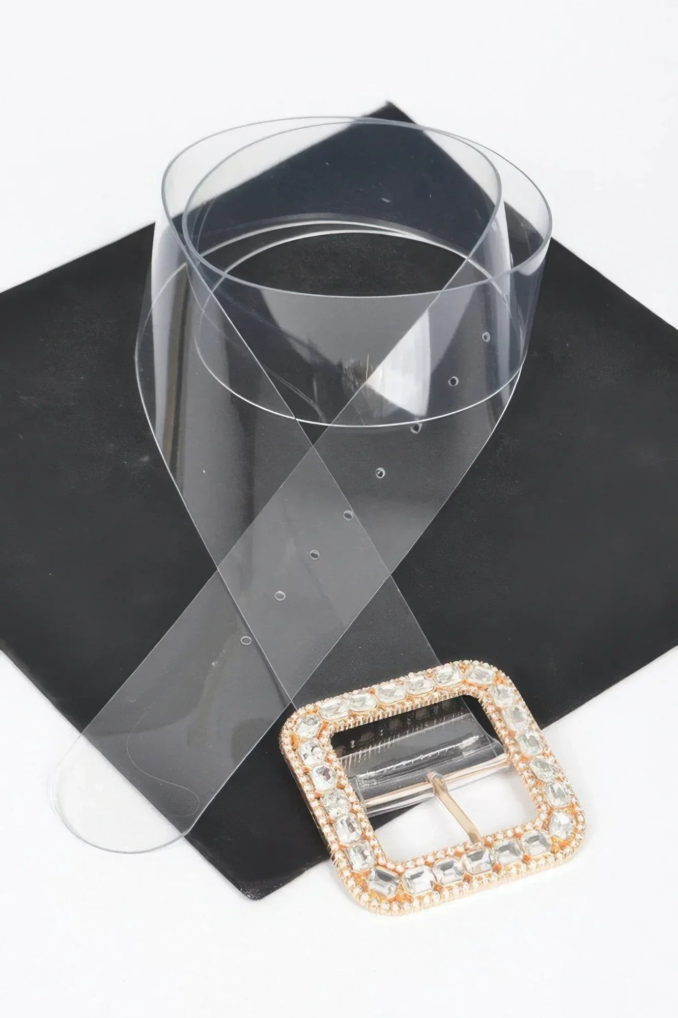 Stone Metal Buckle Clear Plus Size Belt | Mixtshop LLC