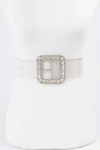 Stone Metal Buckle Clear Plus Size Belt | Mixtshop LLC