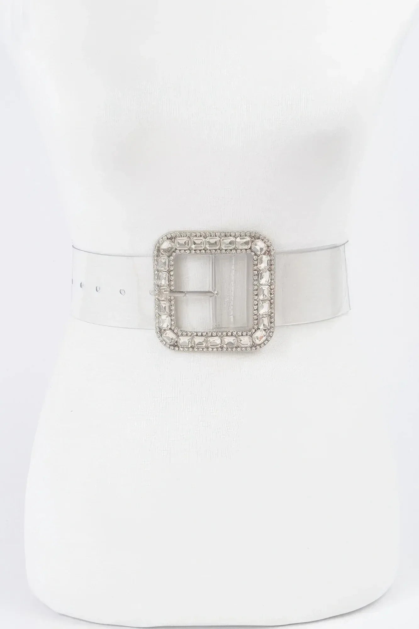 Stone Metal Buckle Clear Plus Size Belt | Mixtshop LLC