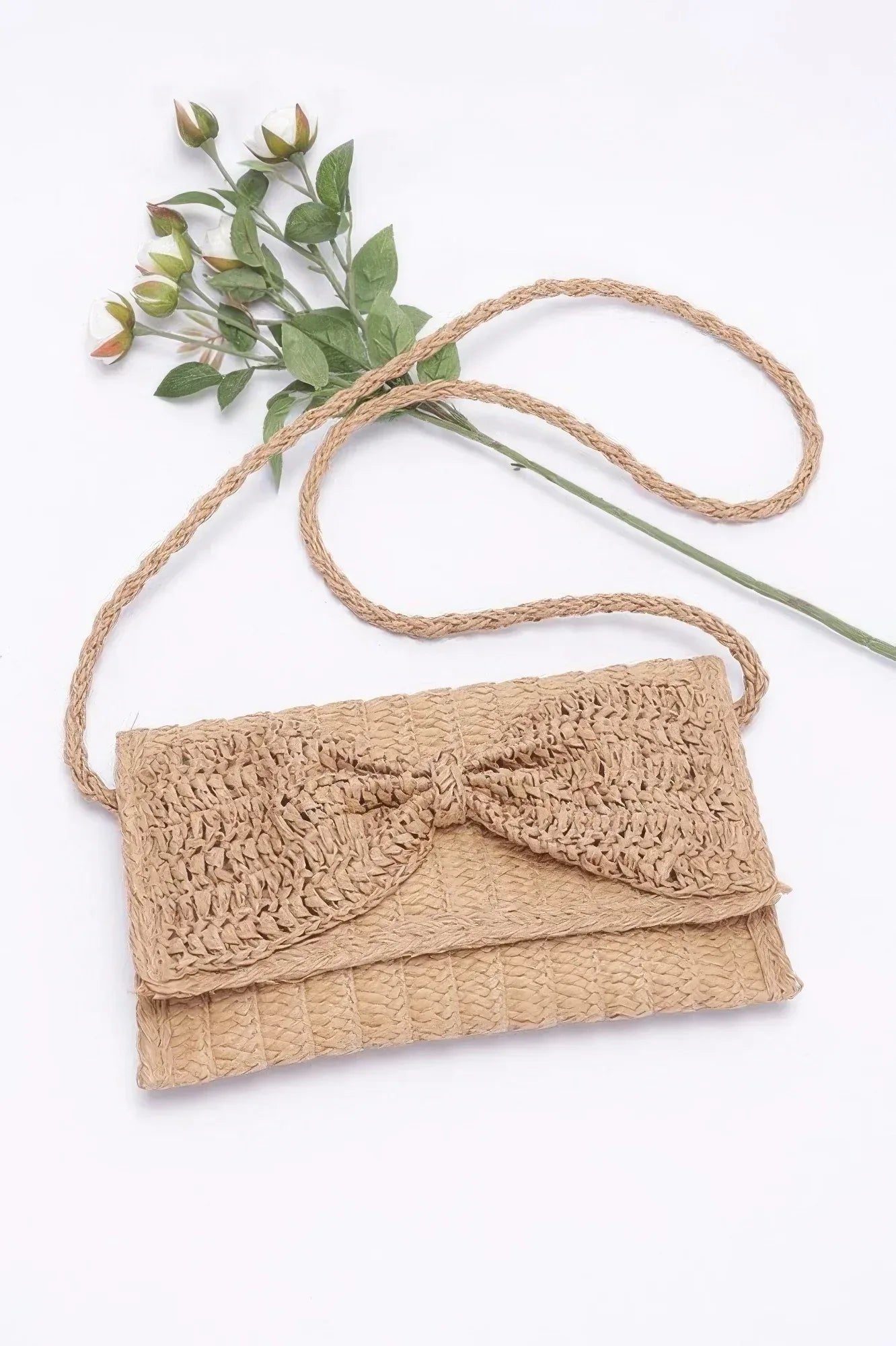 Faux Straw Handmade Ribbon Flap Clutch | Mixtshop LLC