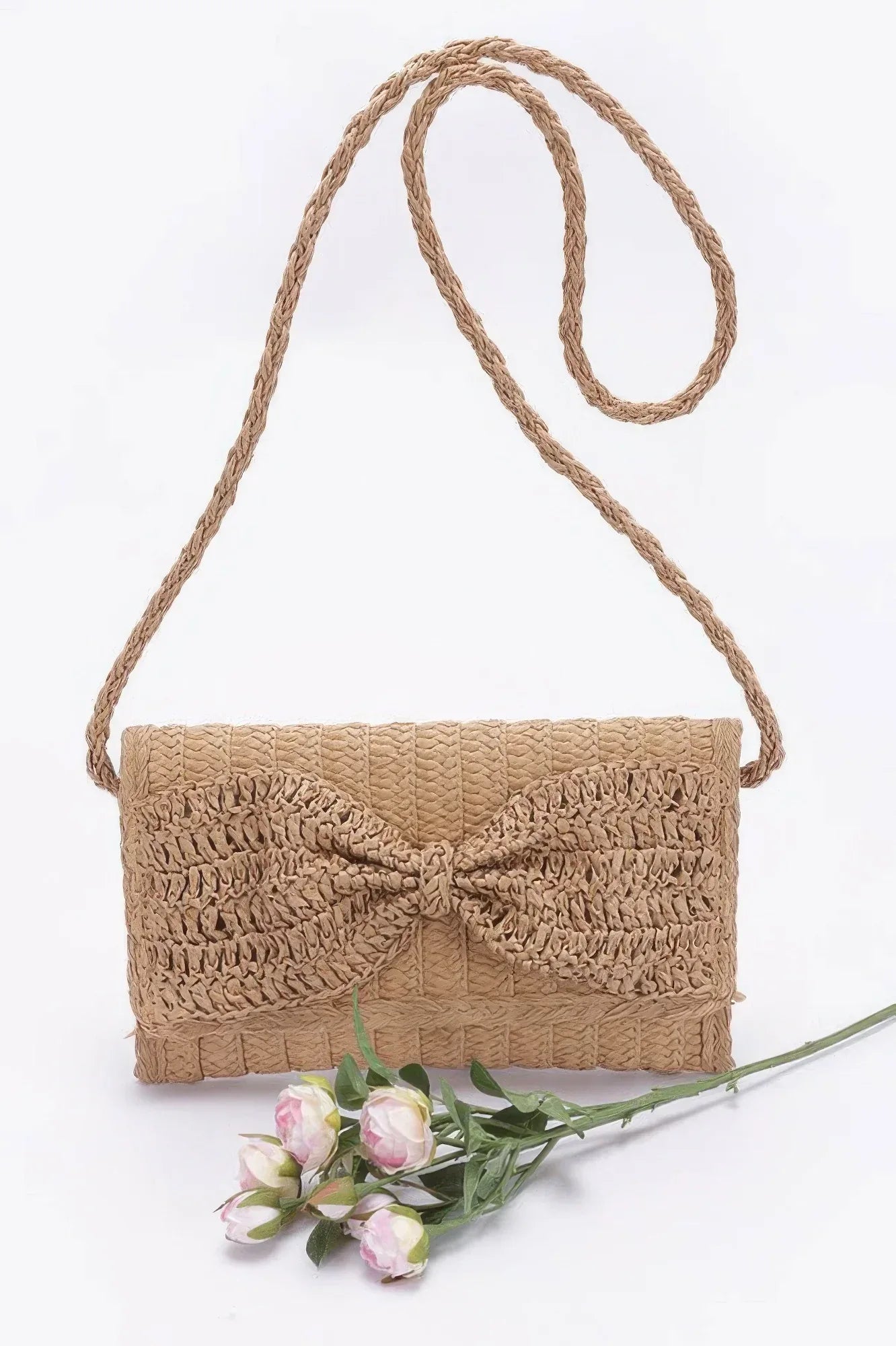 Faux Straw Handmade Ribbon Flap Clutch | Mixtshop LLC