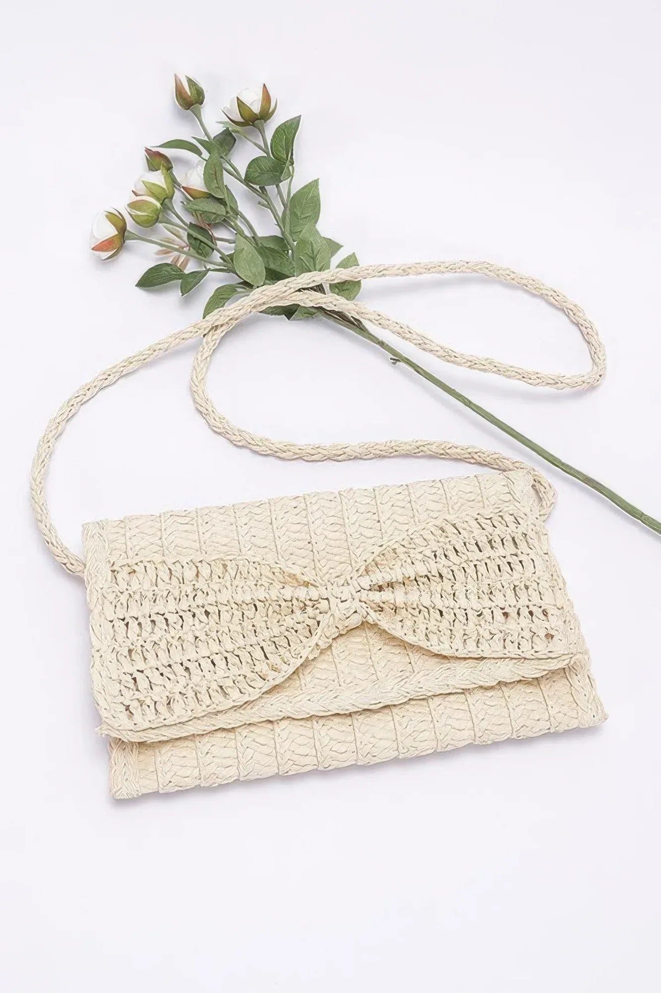 Faux Straw Handmade Ribbon Flap Clutch | Mixtshop LLC