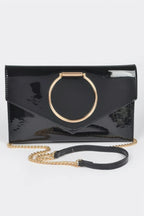 Enamel Faux Leather Metal Handle Flap Clutch | Mixtshop LLC