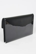 Enamel Faux Leather Metal Handle Flap Clutch | Mixtshop LLC