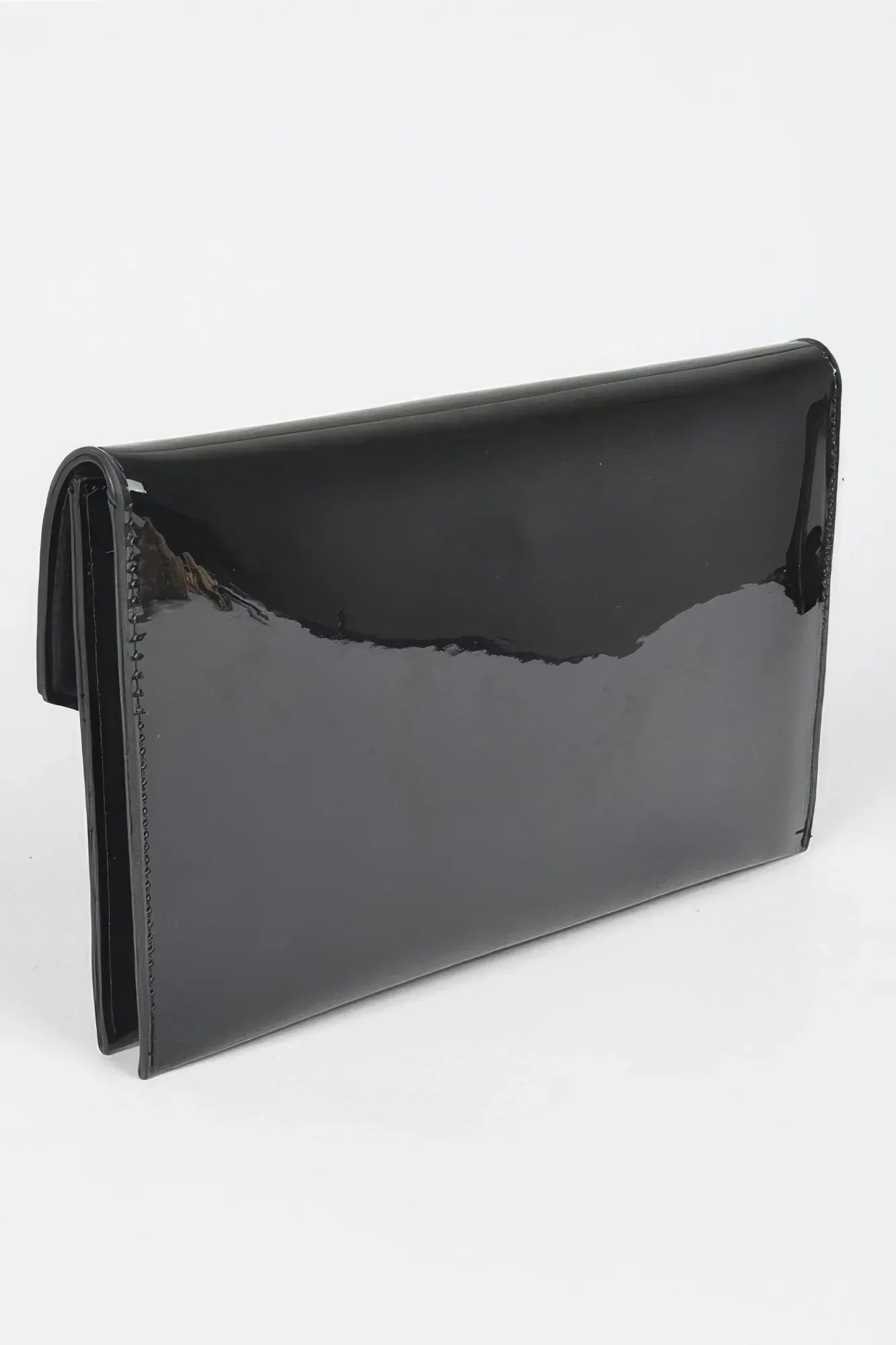 Enamel Faux Leather Metal Handle Flap Clutch | Mixtshop LLC