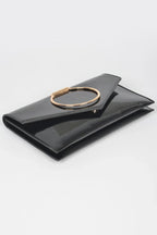 Enamel Faux Leather Metal Handle Flap Clutch | Mixtshop LLC