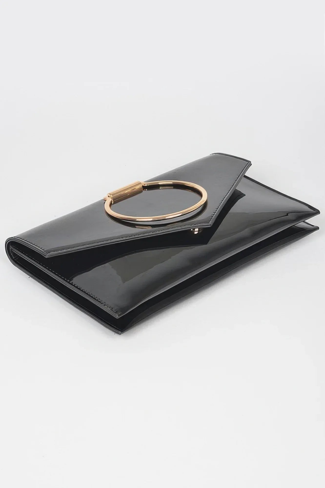 Enamel Faux Leather Metal Handle Flap Clutch | Mixtshop LLC