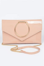 Enamel Faux Leather Metal Handle Flap Clutch | Mixtshop LLC