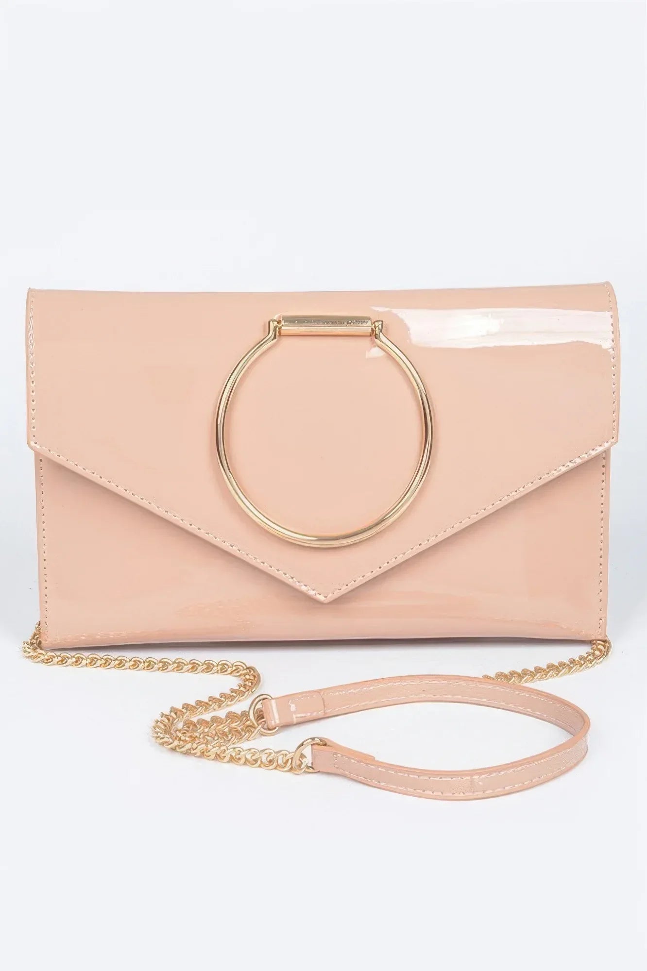 Enamel Faux Leather Metal Handle Flap Clutch | Mixtshop LLC