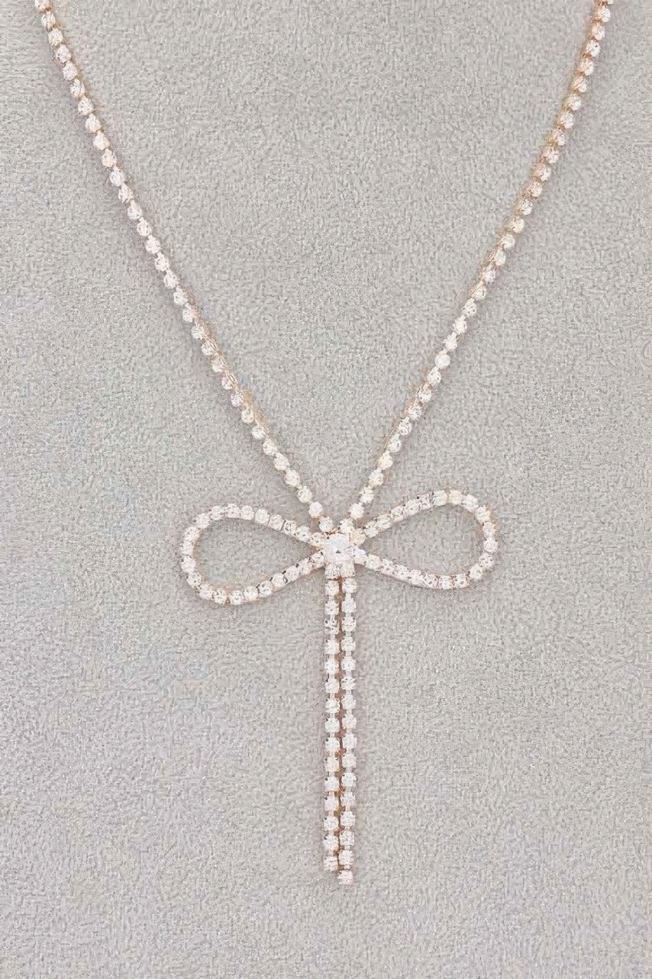 Rhinestone Ribbon Necklace | Mixtshop LLC