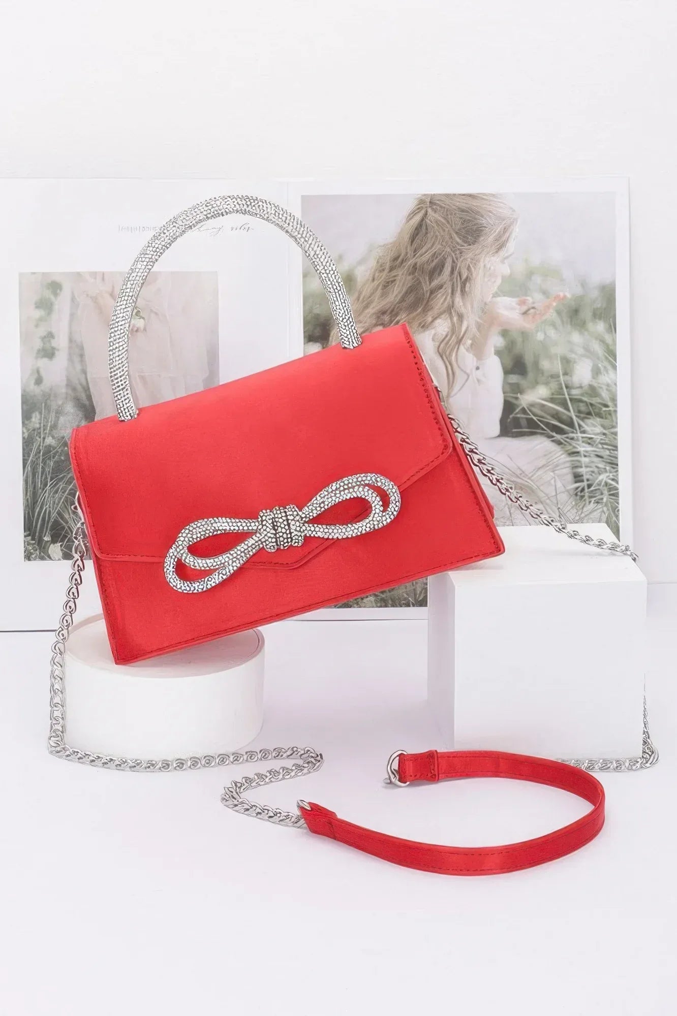 Rhinestone Ribbon Handle Flap Bag | Mixtshop LLC