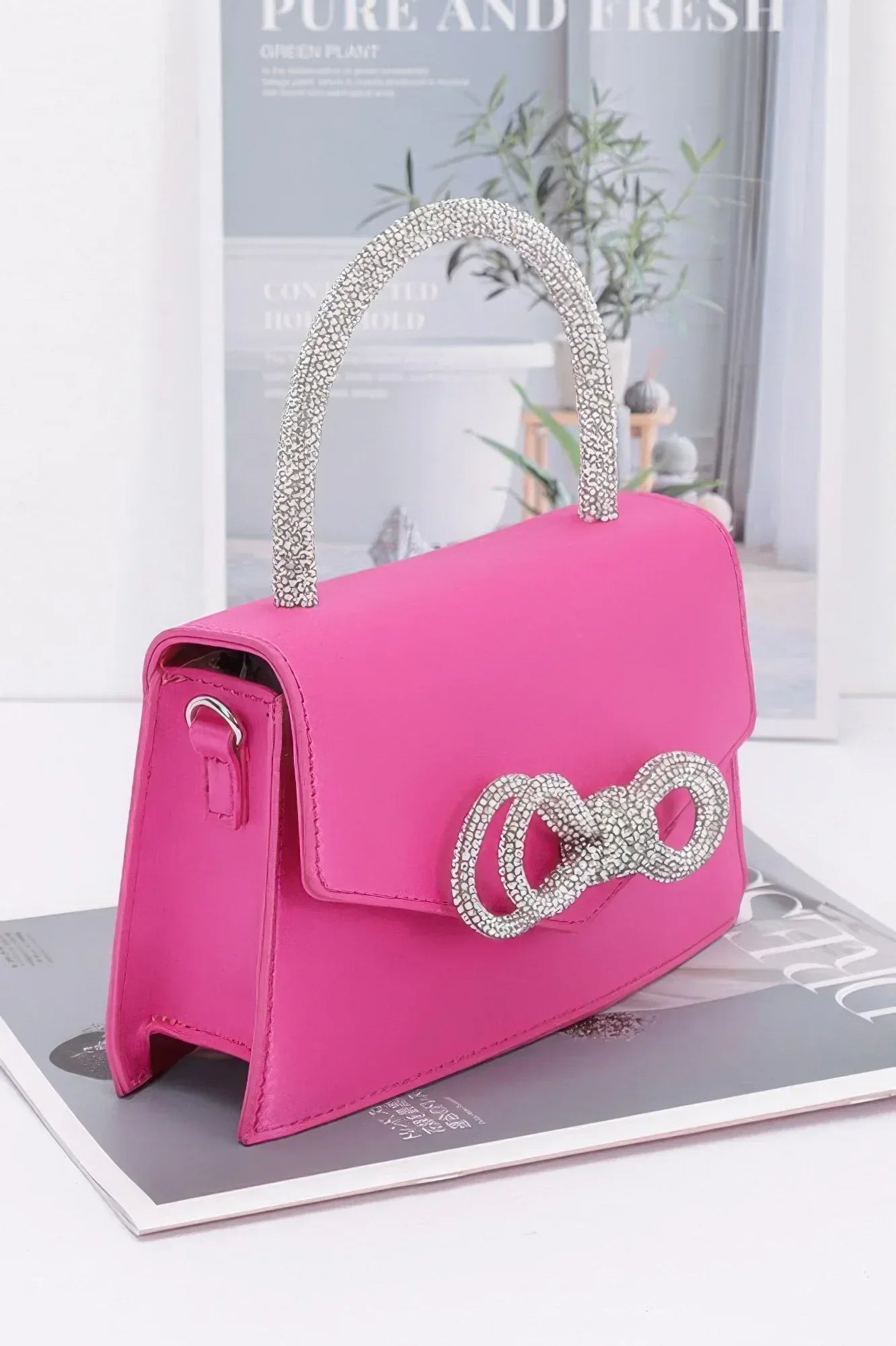 Rhinestone Ribbon Handle Flap Bag | Mixtshop LLC