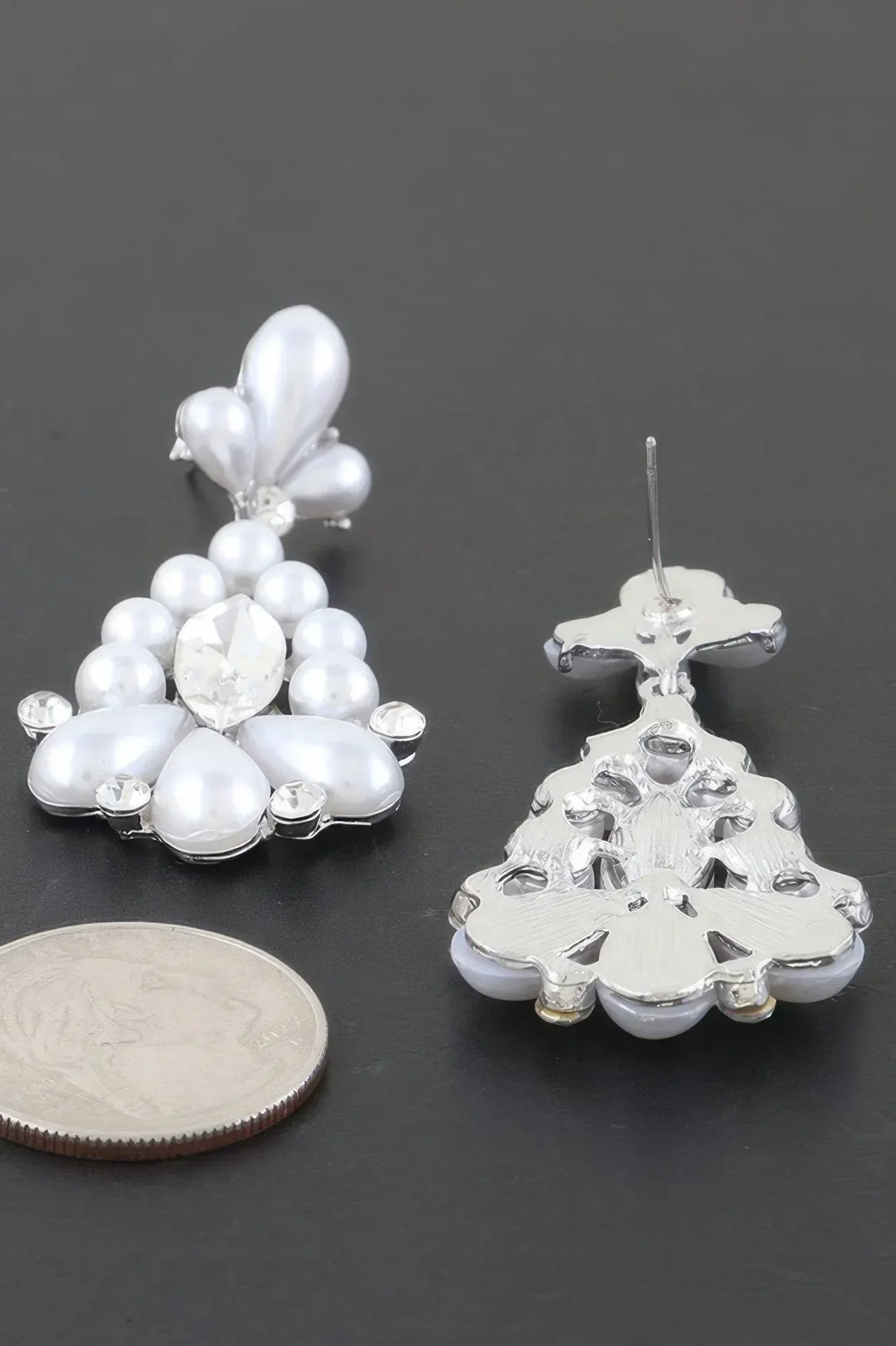 Jeweled Pearl Teardrop Earrings Secondary image