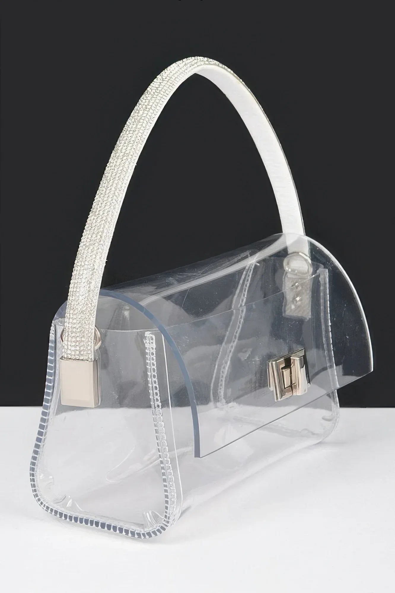Transparent Rhinestone Top Handle Flap Bag | Mixtshop LLC