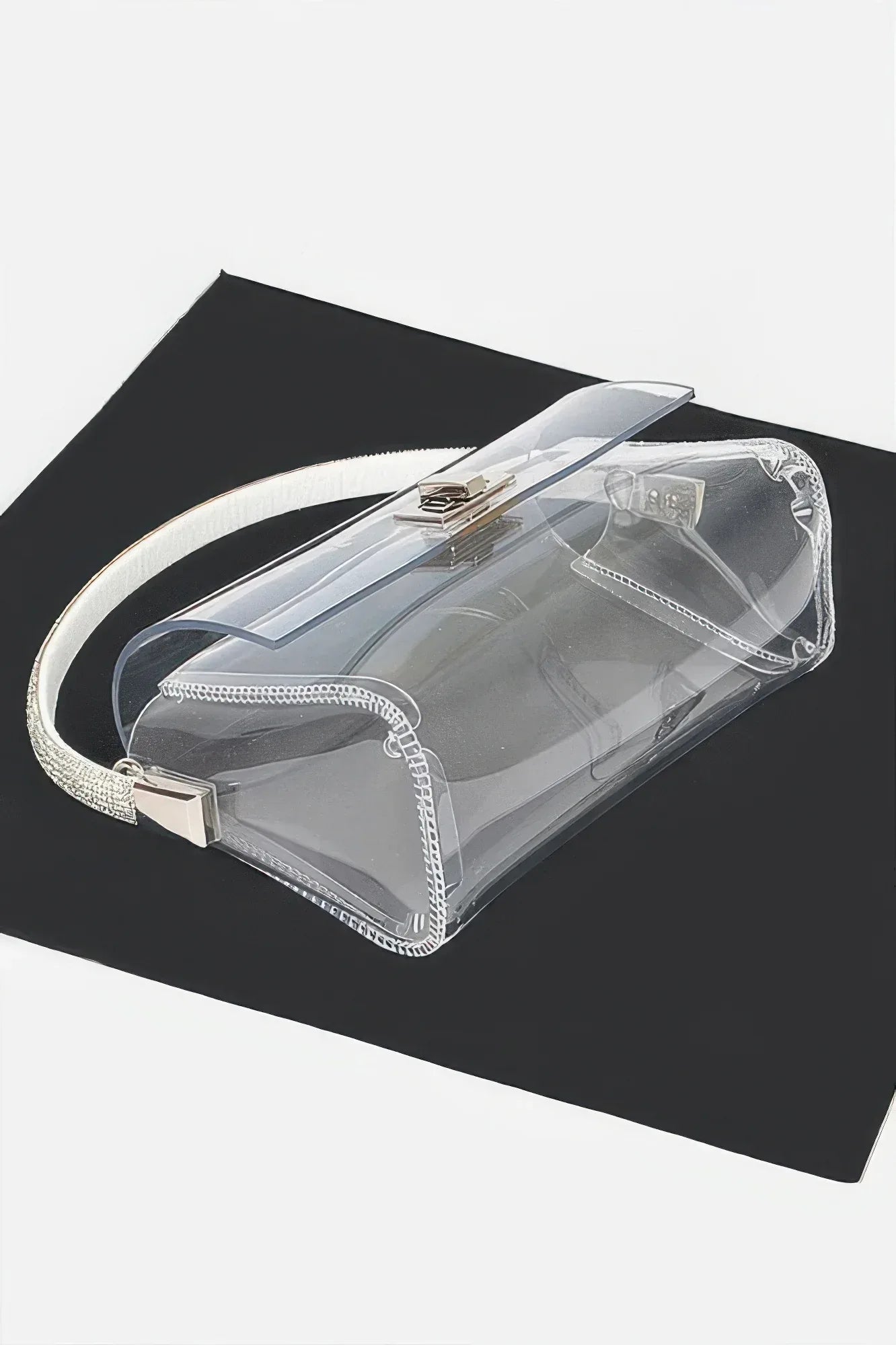 Transparent Rhinestone Top Handle Flap Bag | Mixtshop LLC