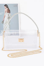Transparent Rhinestone Top Handle Flap Bag | Mixtshop LLC