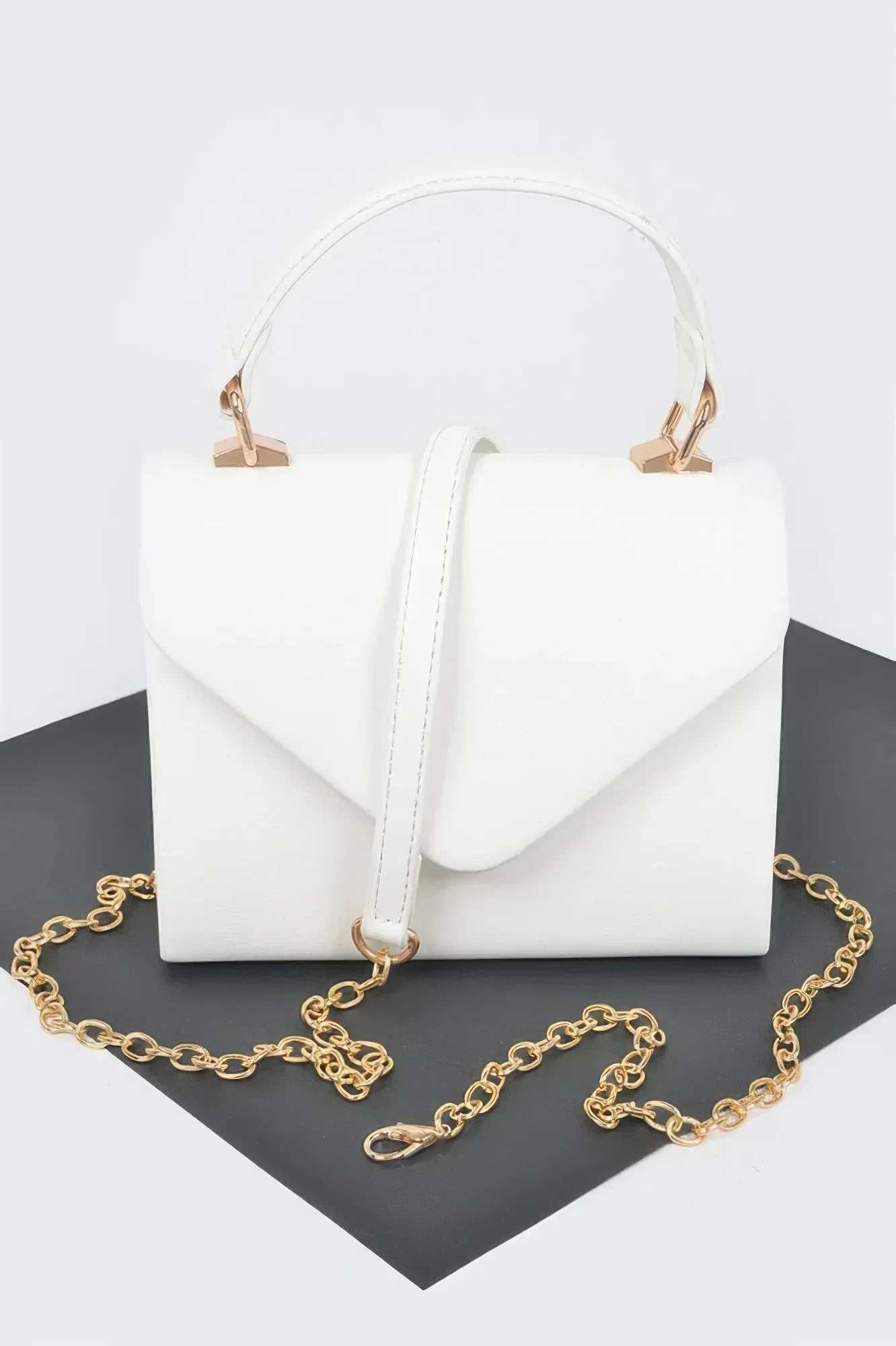 Faux Leather Simple Handle Clutch | Mixtshop LLC