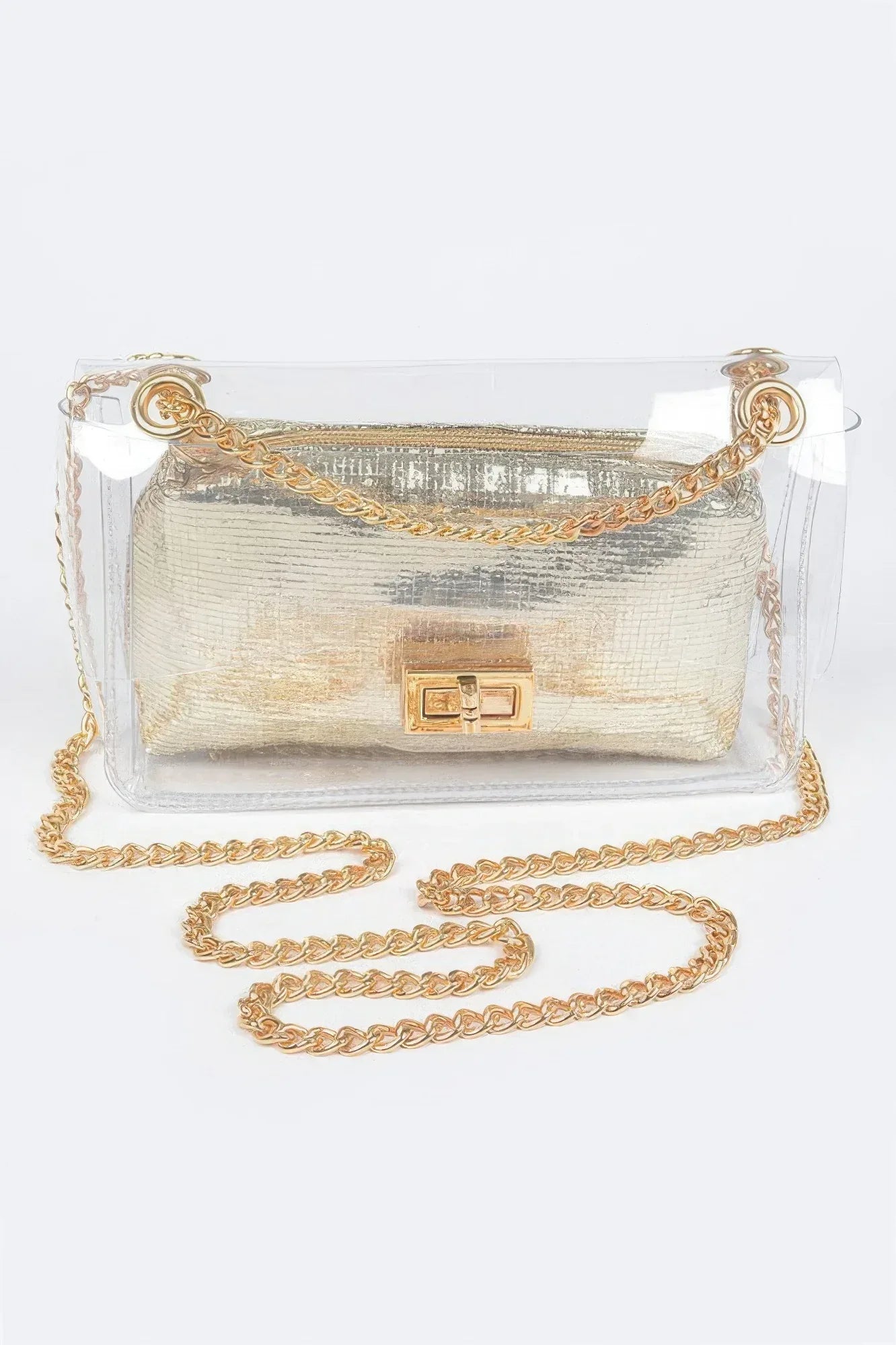 Clear Pvc Clutch With Shiny Pouch Secondary image