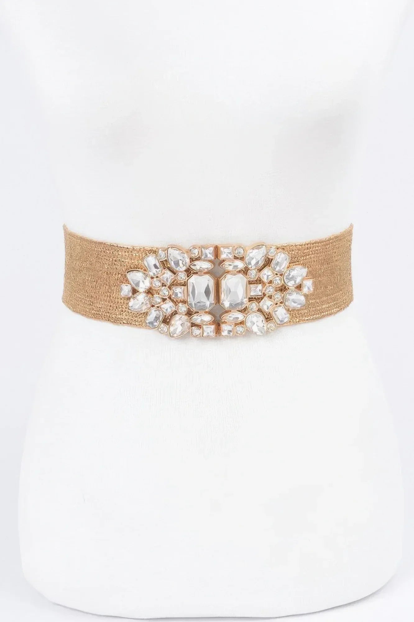 Multi Stone Metallic Straw Stretch Plus Size Belt | Mixtshop LLC