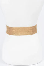 Multi Stone Metallic Straw Stretch Plus Size Belt | Mixtshop LLC