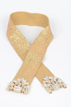 Multi Stone Metallic Straw Stretch Plus Size Belt | Mixtshop LLC