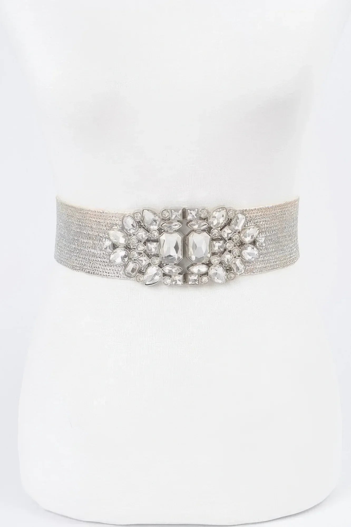 Multi Stone Metallic Straw Stretch Plus Size Belt | Mixtshop LLC
