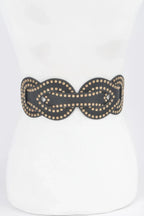 Faux Leather Metal Studded Plus Size Elastic Belt | Mixtshop LLC