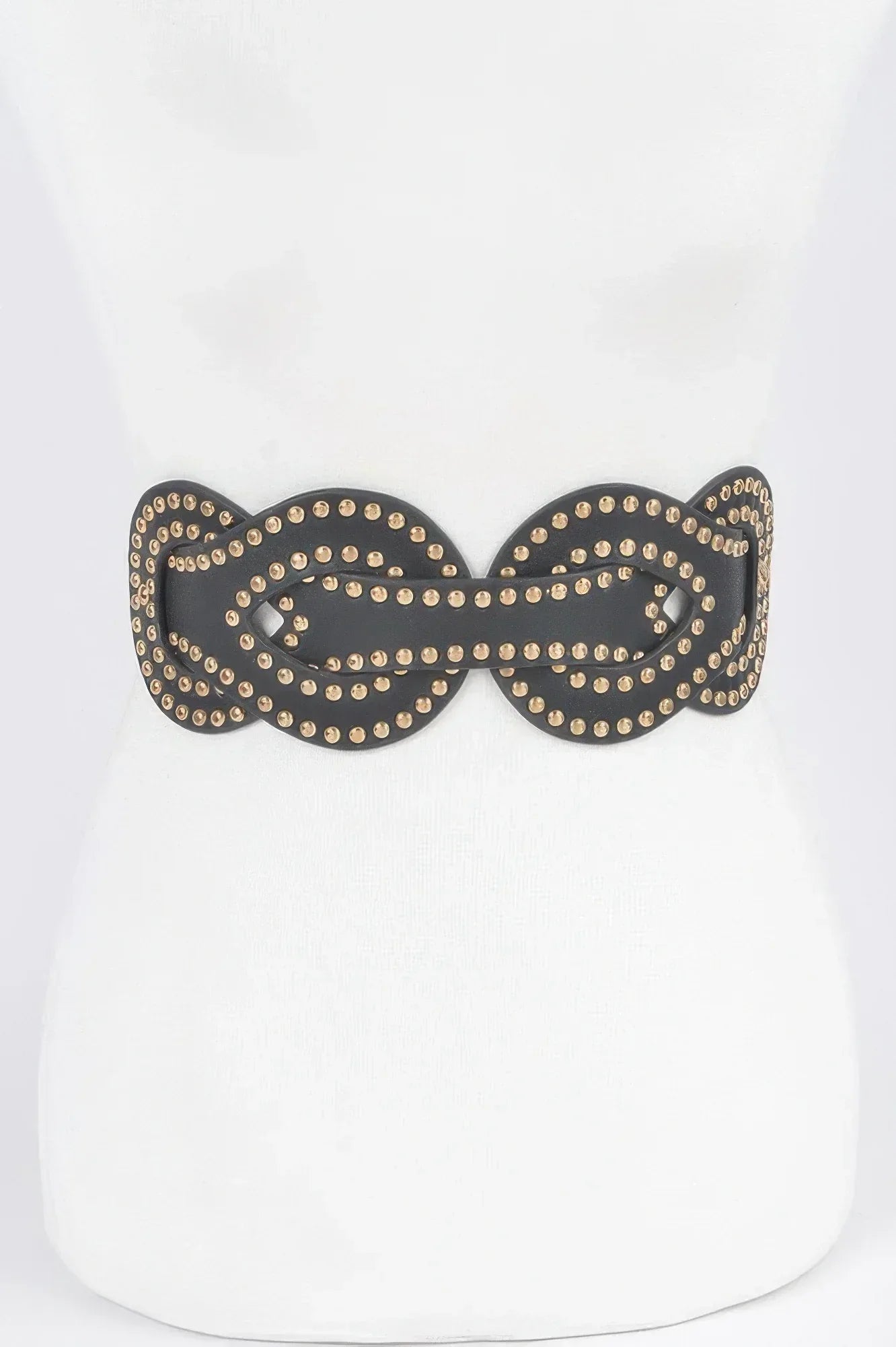 Faux Leather Metal Studded Plus Size Elastic Belt | Mixtshop LLC